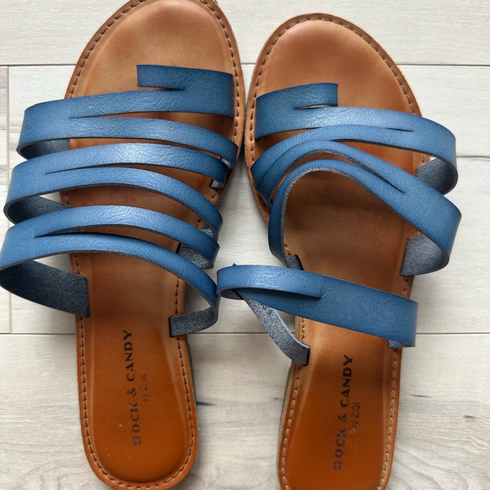 Rock & Candy Navy Blue Multi-Strap Slide Sandals